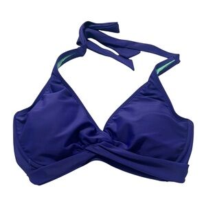 Athleta Women’s Bikini Top Size 32D or 32DD Blue Halter Tie Neck Underwire